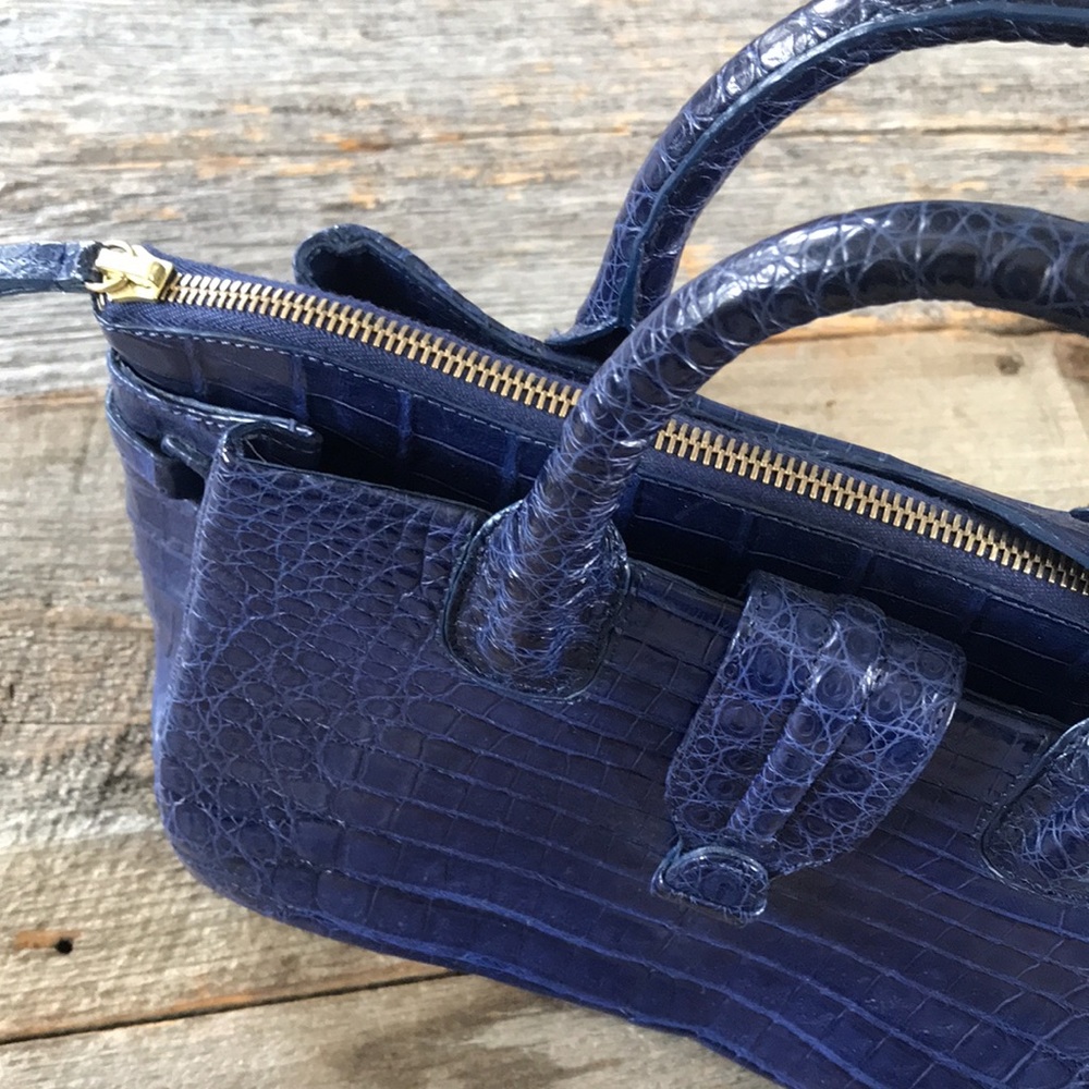 Nancy Gonzalez Christina Small Croc Handbag Blue - Picture 7 of 14